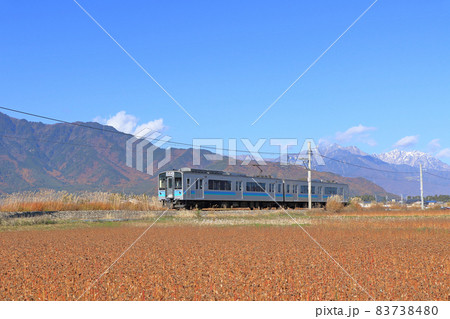 大糸線 秋晴れの北アルプス山麓 大糸線 秋晴れの北アルプス山麓 83738480