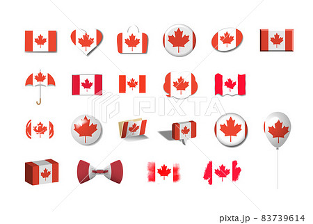 カナダ-国旗イラスト21種セット 83739614