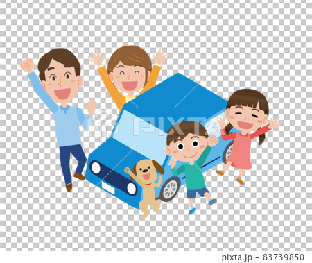 A family who smiles and rejoices when going out by car A family who smiles and rejoices when going out by car 83739850