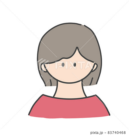 ボブヘアの女の子のバストアップアイコンイラスト ボブヘアの女の子のバストアップアイコンイラスト 83740468