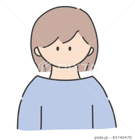 ボブヘアの女の子のバストアップアイコンイラスト 83740470