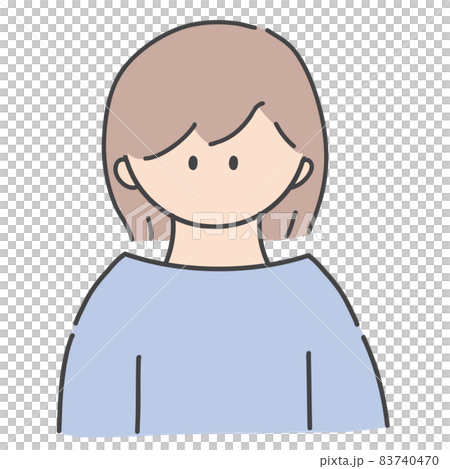 ボブヘアの女の子のバストアップアイコンイラスト 83740470