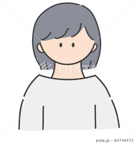 ボブヘアの女の子のバストアップアイコンイラスト 83740472