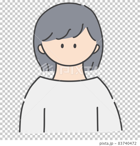 ボブヘアの女の子のバストアップアイコンイラスト 83740472
