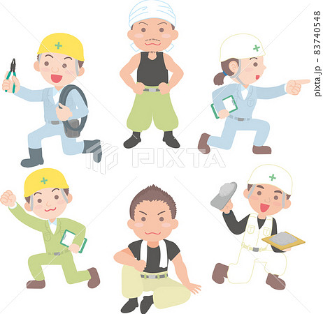 ガテン系_全身ポーズ_円形配置セット 83740548