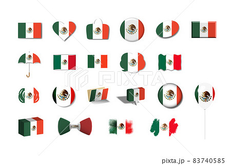 メキシコ 国旗イラスト21種セットのイラスト素材