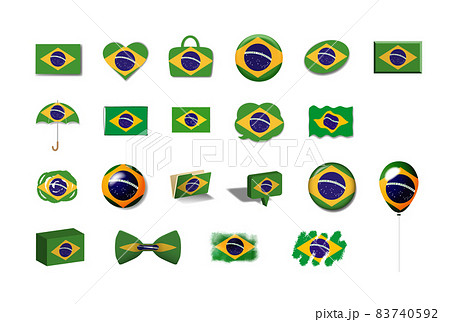 ブラジル-国旗イラスト21種セット 83740592