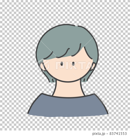ショートヘアの女の子のバストアップアイコンイラストのイラスト素材