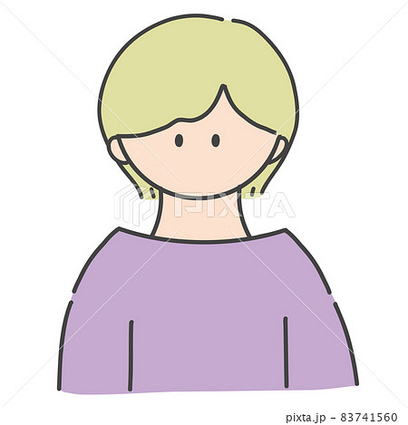 ショートヘアの女の子のバストアップアイコンイラストのイラスト素材
