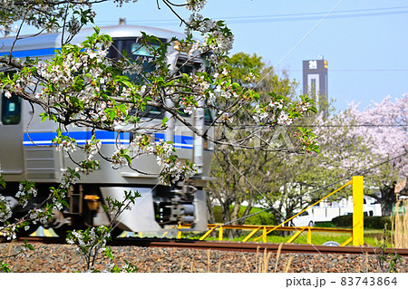 愛知県 愛知環状鉄道 春&桜&青空&車両アップ 愛知県 愛知環状鉄道 春&桜&青空&車両アップ 83743864