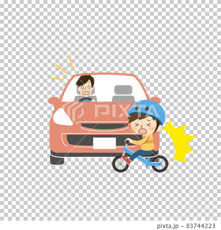 Car and bicycle boy accident while driving 83744223