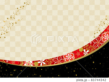 三段の正月風和柄丸いライン2 83744342