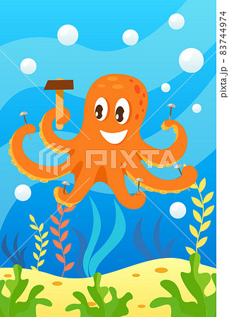 Cute smiling animals and underwater world. Cute... - Stock Illustration  [83744974] - PIXTA