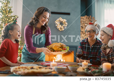 family celebrating Christmas 83745035