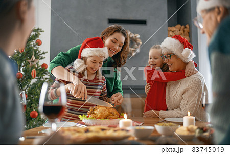 family celebrating Christmas 83745049