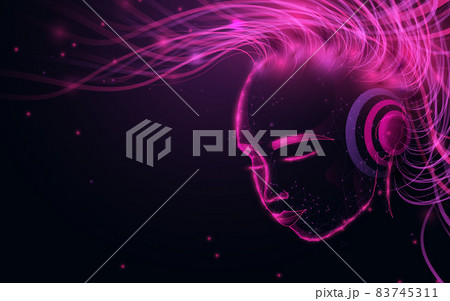 Artificial intelligence. Human head outline. virtual space technology. Music 83745311