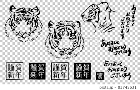 Tiger New Year's card material 2022 Tiger hand-drawn illustration Hand-drawn characters Hanko-style Japanese-style vector Tiger New Year's card material 2022 Tiger hand-drawn illustration Hand-drawn characters Hanko-style Japanese-style vector 83745631