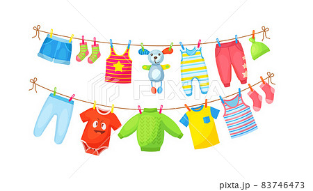 In joyful expectation - On a clothesline hangs freshly washed baby