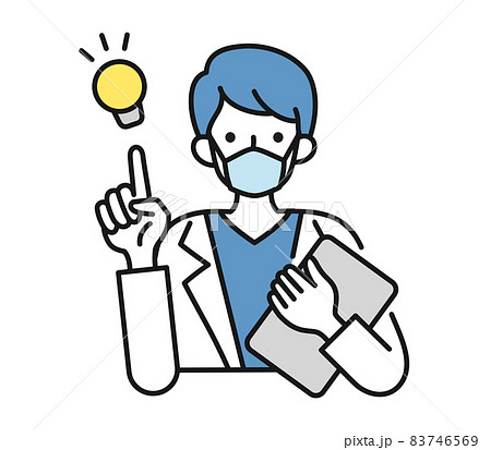 提案をする白衣を着てマスクをした男性の看護師/医師のイラスト素材 提案をする白衣を着てマスクをした男性の看護師/医師のイラスト素材 83746569