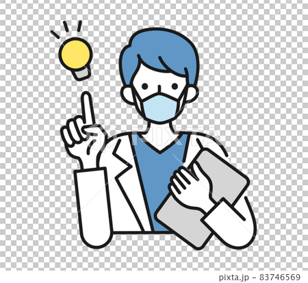 提案をする白衣を着てマスクをした男性の看護師/医師のイラスト素材 提案をする白衣を着てマスクをした男性の看護師/医師のイラスト素材 83746569