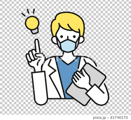 提案をする白衣を着てマスクをした男性の看護師/医師のイラスト素材 提案をする白衣を着てマスクをした男性の看護師/医師のイラスト素材 83746570