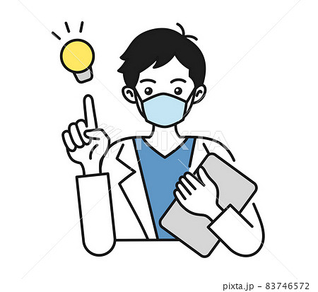 提案をする白衣を着てマスクをした男性の看護師/医師のイラスト素材 提案をする白衣を着てマスクをした男性の看護師/医師のイラスト素材 83746572