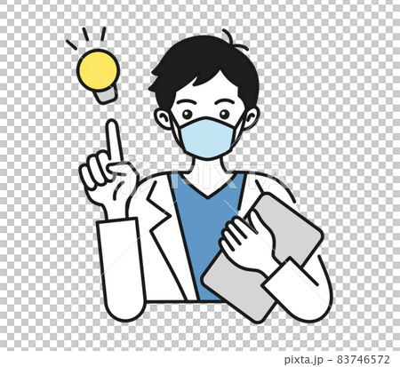 提案をする白衣を着てマスクをした男性の看護師/医師のイラスト素材 提案をする白衣を着てマスクをした男性の看護師/医師のイラスト素材 83746572