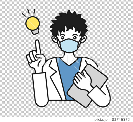 提案をする白衣を着てマスクをした男性の看護師/医師のイラスト素材 提案をする白衣を着てマスクをした男性の看護師/医師のイラスト素材 83746573