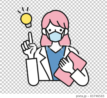 提案をする白衣を着てマスクをした女性の看護師/医師のイラスト素材 提案をする白衣を着てマスクをした女性の看護師/医師のイラスト素材 83746583