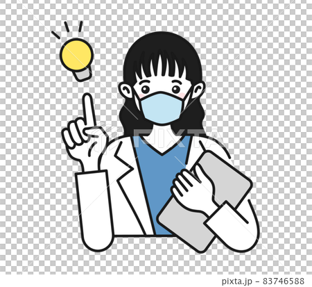 提案をする白衣を着てマスクをした女性の看護師/医師のイラスト素材 提案をする白衣を着てマスクをした女性の看護師/医師のイラスト素材 83746588