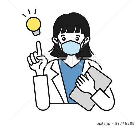 提案をする白衣を着てマスクをした女性の看護師/医師のイラスト素材 提案をする白衣を着てマスクをした女性の看護師/医師のイラスト素材 83746589