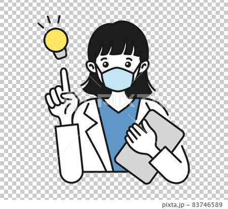 提案をする白衣を着てマスクをした女性の看護師/医師のイラスト素材 提案をする白衣を着てマスクをした女性の看護師/医師のイラスト素材 83746589