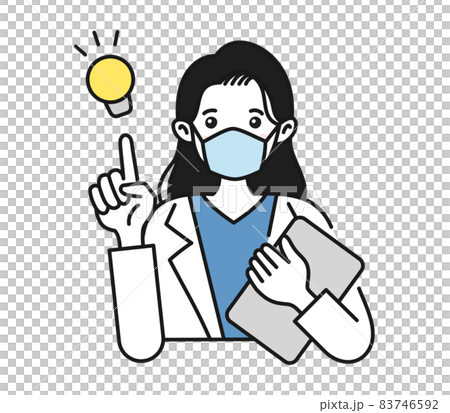 提案をする白衣を着てマスクをした女性の看護師/医師のイラスト素材 提案をする白衣を着てマスクをした女性の看護師/医師のイラスト素材 83746592