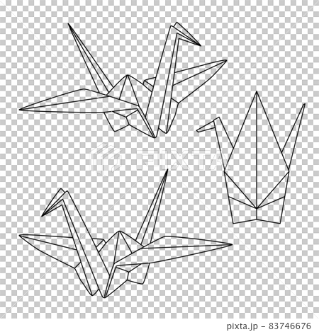Illustration of paper cranes (line drawing) 83746676