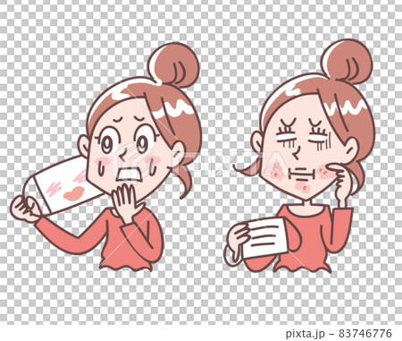 Women suffering from mask makeup and rough skin 83746776