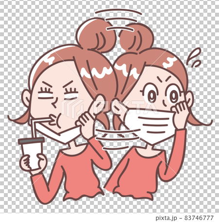 Women wearing and removing masks 83746777