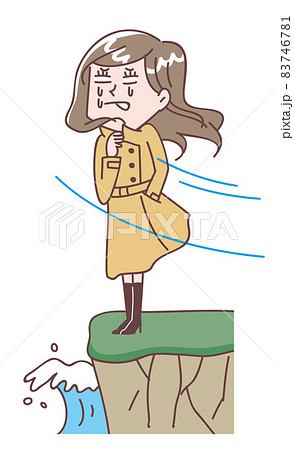 崖の上で悲しむ女性 83746781
