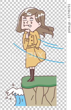 崖の上で悲しむ女性 83746781