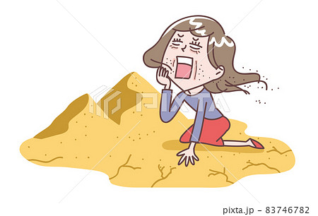 砂漠で肌の乾燥を嘆く女性 砂漠で肌の乾燥を嘆く女性 83746782
