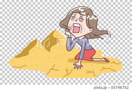 砂漠で肌の乾燥を嘆く女性 砂漠で肌の乾燥を嘆く女性 83746782