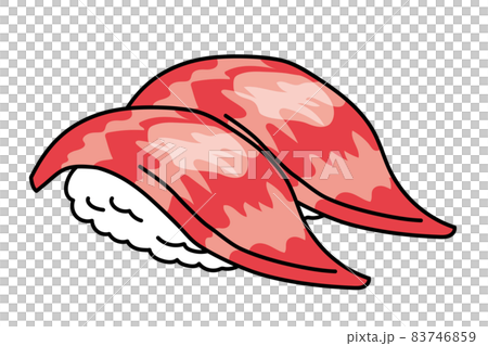 Main line ant simple cartoon sushi / sushi illustration | Otoro tuna nigiri sushi illustration 83746859