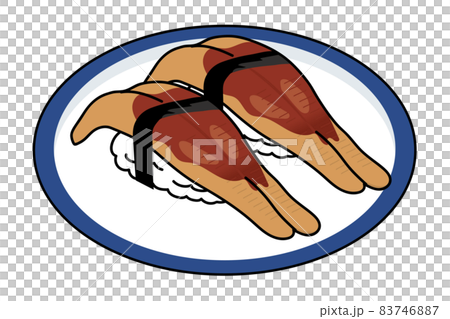 Plate main line ant simple cartoon sushi / sushi illustration | Anago conger eel nigiri sushi illustration 83746887