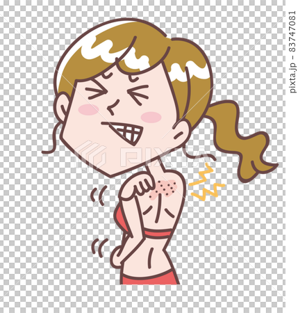 背中が乾燥して痒い女性 83747081