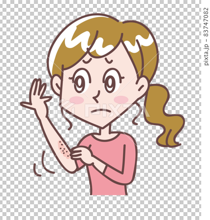 A woman with dry and itchy arms 83747082