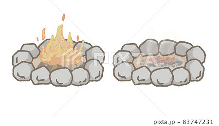 キャンプ焚火イラスト キャンプ焚火イラスト 83747231