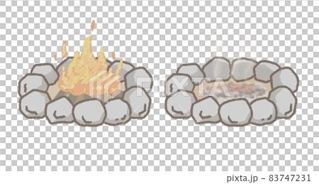キャンプ焚火イラスト キャンプ焚火イラスト 83747231