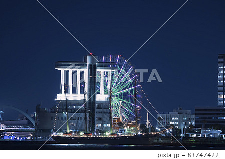 名古屋港　日本丸　イルミネーション　帆船　寄港　練習帆船　航海練習船　夜景 83747422