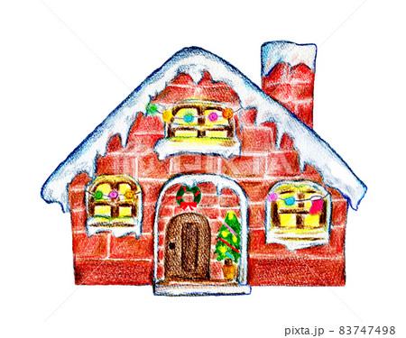 クリスマスハウスの色鉛筆画 クリスマスハウスの色鉛筆画 83747498