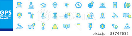Navigation, location, GPS elements - thin line web Navigation, location, GPS elements - thin line web 83747652