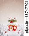 Cute cozy dreamlike Christmas house in shape of Christmas gingerbread muffin 83747702